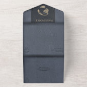 Dusty Blue Passport Style All in One Uitnodiging (Buitenkant)