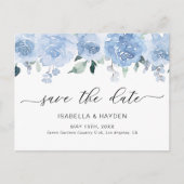 Dusty Blue Pastel Floral Light Boho Save the Date Aankondigingskaart (Voorkant)