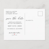 Dusty Blue Pastel Floral Pastel Boho Save the Date Aankondigingskaart (Achterkant)