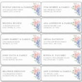 Dusty Blue Pastel hortensia Gast Naam Adres Sticker (Voorkant)