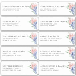 Dusty Blue Pastel hortensia Gast Naam Adres Sticker