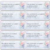 Dusty Blue Pastel hortensia Gast Naam Adres Sticker (Voorkant)