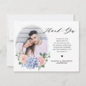 Dusty Blue Pastel Pink hydrangeas Wedding Bedankkaart (Voorkant)