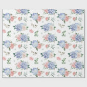 Dusty Blue Pastel Pink hydrangeas Wedding Cadeaupapier (Vlak)