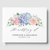 Dusty Blue Pastel Pink hydrangeas Wedding Gastenboek (Voorkant)