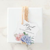 Dusty Blue Pastel Roze hortensia Bruiloft Dank u Bedankjes Labels (In situ)