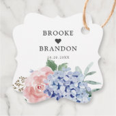 Dusty Blue Pastel Roze hortensia Bruiloft Dank u Bedankjes Labels (Achterkant)