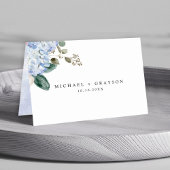 Dusty Blue Pastel Roze hortensia's Gastennaam Kaart