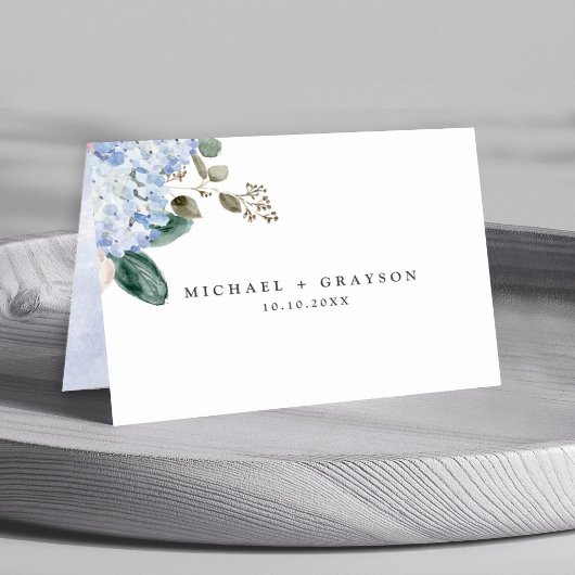 Dusty Blue Pastel Roze hortensia's Gastennaam Kaart