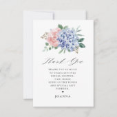 Dusty Blue Pastel Roze hortensia's Vrijgezellenfee Bedankkaart (Voorkant)