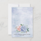 Dusty Blue Pastel Roze hortensia's Vrijgezellenfee Bedankkaart (Achterkant)