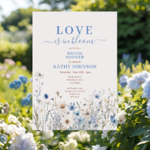 Dusty Blue Pastel Wildflower Vrijgezellenfeest Kaart