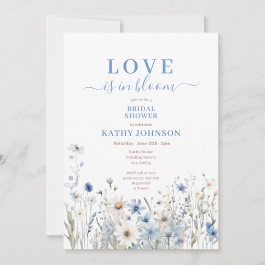 Dusty Blue Pastel Wildflower Vrijgezellenfeest Kaart (Voorkant)