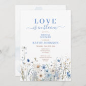 Dusty Blue Pastel Wildflower Vrijgezellenfeest Kaart (Voorkant / Achterkant)