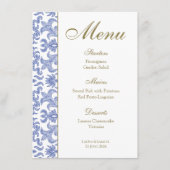 Dusty Blue Patterned Bruiloft Menu (Voorkant)