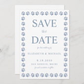 Dusty Blue Paw-afdrukken die de datum opslaan Kaart (Voorkant / Achterkant)