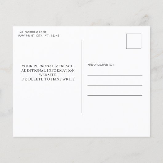 Dusty Blue Paw Print Save the Date Briefkaart (Achterkant)