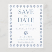 Dusty Blue Paw Print Save the Date Briefkaart (Voorkant)