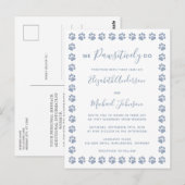 Dusty Blue Paw Prints Wedding Invitation Briefkaar Briefkaart (Voorkant / Achterkant)