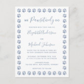 Dusty Blue Paw Prints Wedding Invitation Briefkaar Briefkaart (Voorkant)
