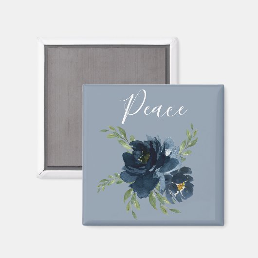 Dusty Blue Peace Script Waterverf Moderne elegant Magneet (Voorkant / Achterkant)