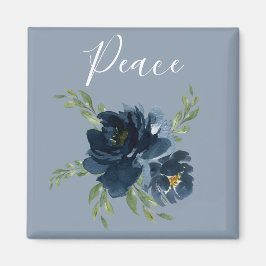 Dusty Blue Peace Script Waterverf Moderne elegant Magneet