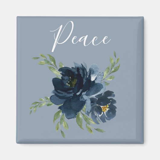 Dusty Blue Peace Script Waterverf Moderne elegant Magneet (Voorkant)