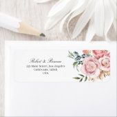 Dusty Blue & Peach Bloemenbruiloft Etiket (Insitu)