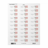 Dusty Blue & Peach Bloemenbruiloft Etiket (Full Sheet)