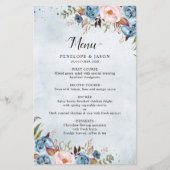 Dusty Blue Peach Blush Botanical Boho Wedding Menu (Voorkant)