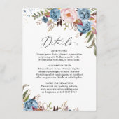 Dusty Blue Peach Blush Botanical Floral Wedding Informatiekaartje (Voorkant)