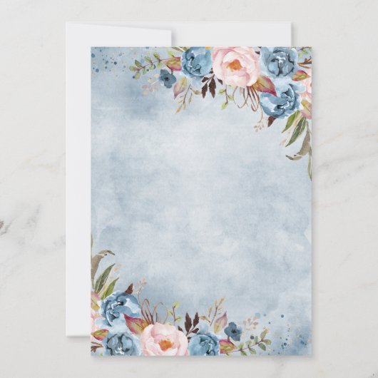 Dusty Blue Peach Blush Botanical Floral Wedding Kaart (Achterkant)