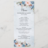 Dusty Blue Peach Blush Botanical Floral Wedding Menu (Voorkant)