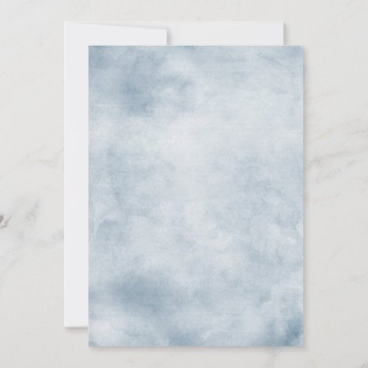 Dusty Blue Peach Blush Botanical Floral Wedding Save The Date (Achterkant)