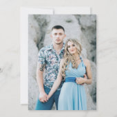 Dusty Blue Peach Blush Botanical Floral Wedin Kaart (Achterkant)