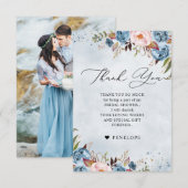 Dusty Blue Peach Blush Botanical Vrijgezellenfeest Bedankkaart (Voorkant / Achterkant)