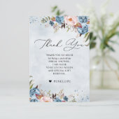 Dusty Blue Peach Blush Botanical Vrijgezellenfeest Bedankkaart (Staand voorkant)