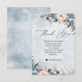 Dusty Blue Peach Blush Botanical Vrijgezellenfeest Bedankkaart (Voorkant / Achterkant)