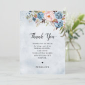 Dusty Blue Peach Blush Botanical Vrijgezellenfeest Bedankkaart (Staand voorkant)