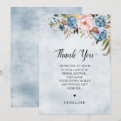 Dusty Blue Peach Blush Botanical Vrijgezellenfeest Bedankkaart (Voorkant / Achterkant)