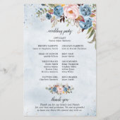 Dusty Blue Peach Blush Botanical Wedding Programme (Achterkant)