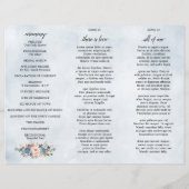 Dusty Blue Peach Blush Botanical Wedding Programme (Achterkant)