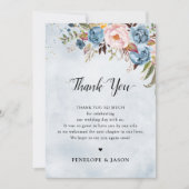 Dusty Blue Peach Blush Floral Botanical Wedding Bedankkaart (Voorkant)