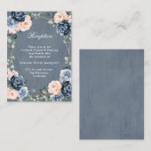 Dusty Blue Peach Blush Geometric Floral Reception Informatiekaartje (Voorkant / Achterkant)