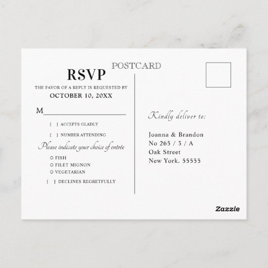 Dusty Blue Peach Blush Geometric Floral RSVP Postc Briefkaart (Achterkant)