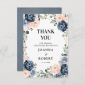 Dusty Blue Peach Blush Geometric Floral Weddenscha Bedankkaart (Voorkant / Achterkant)