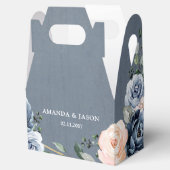 Dusty Blue Peach Blush Geometric Floral Wedding Bedankdoosjes (Geopend)