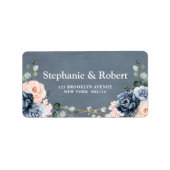 Dusty Blue Peach Blush Geometric Floral Wedding Etiket (Voorkant)