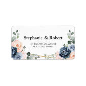 Dusty Blue Peach Blush Geometric Floral Wedding La Etiket (Voorkant)