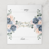 Dusty Blue Peach Blush Geometric Floral Wedding Pl Plaatskaartje (Buitenkant ongevouwen)